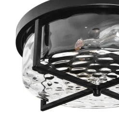 Round Hammered Glass Ceiling Light