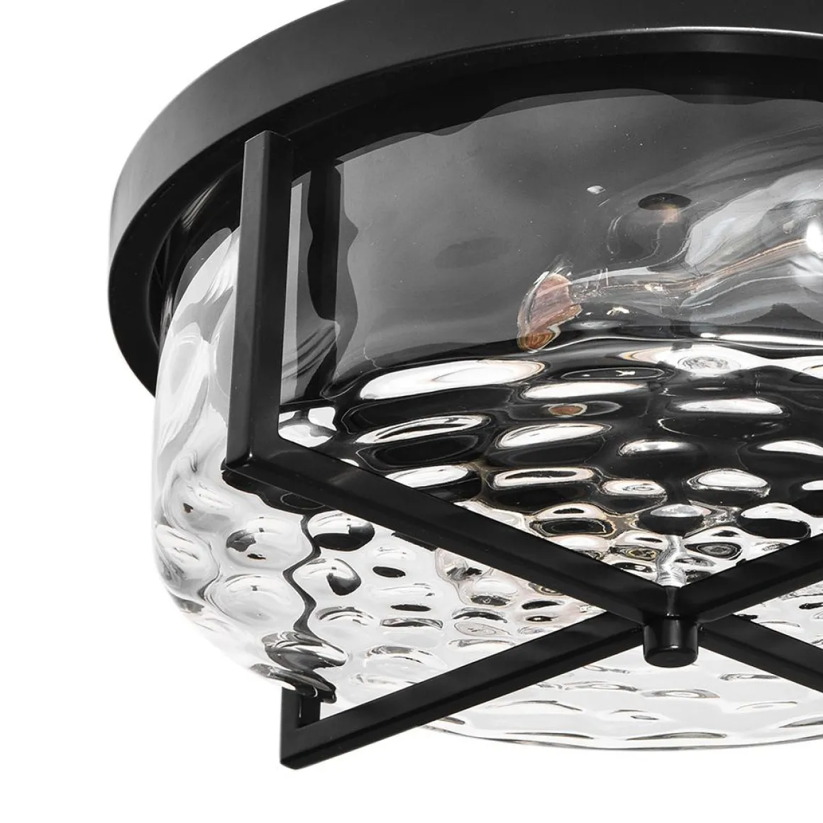 Round Hammered Glass Ceiling Light