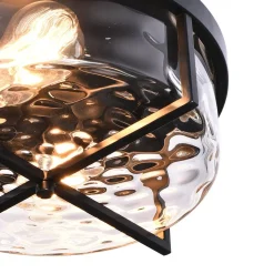 Round Hammered Glass Ceiling Light