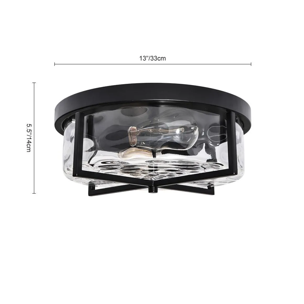 Round Hammered Glass Ceiling Light