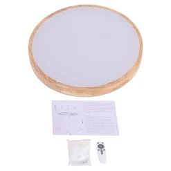 Round LED Wood Flush Mount Light