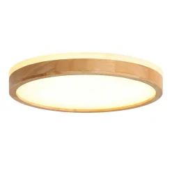 Round LED Wood Flush Mount Light