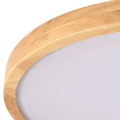 Round LED Wood Flush Mount Light