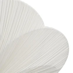 Round Pleated Flower White Fabric Semi Flush Mount
