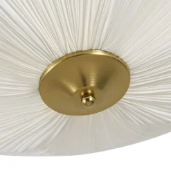 Round Pleated Flower White Fabric Semi Flush Mount