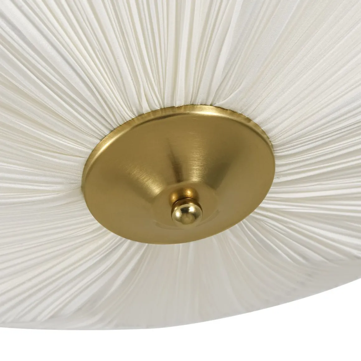 Round Pleated Flower White Fabric Semi Flush Mount