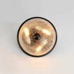 Round Textured Crackled Glass Flush Mount Ceiling Light