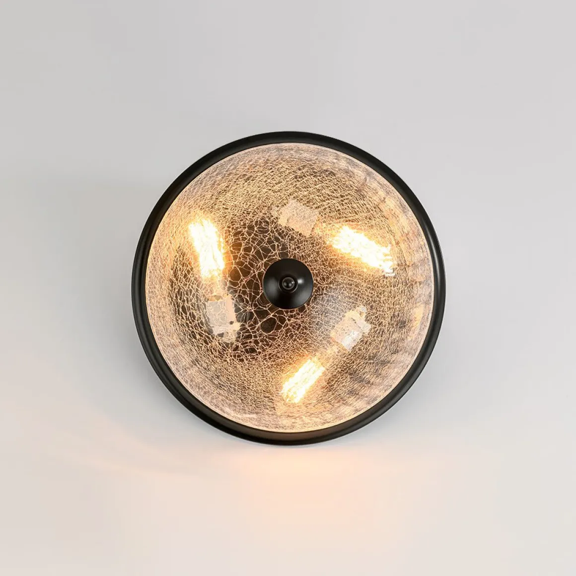 Round Textured Crackled Glass Flush Mount Ceiling Light
