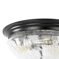 Round Textured Crackled Glass Flush Mount Ceiling Light