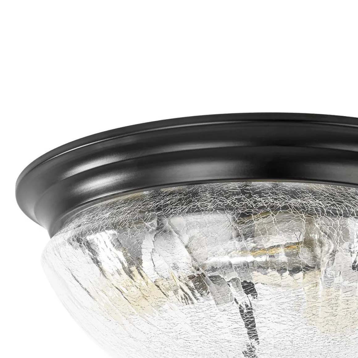 Round Textured Crackled Glass Flush Mount Ceiling Light