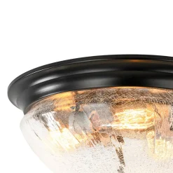 Round Textured Crackled Glass Flush Mount Ceiling Light