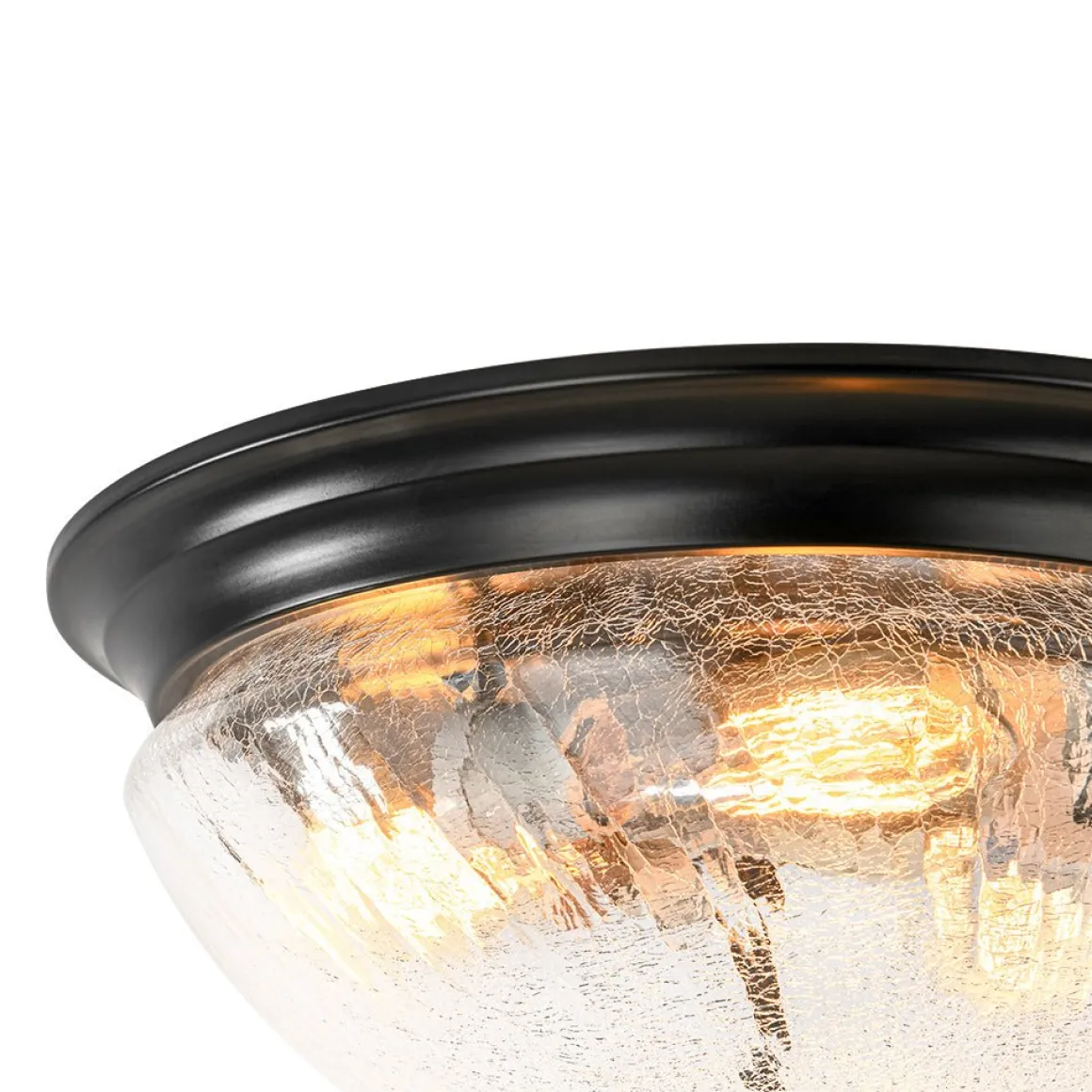 Round Textured Crackled Glass Flush Mount Ceiling Light