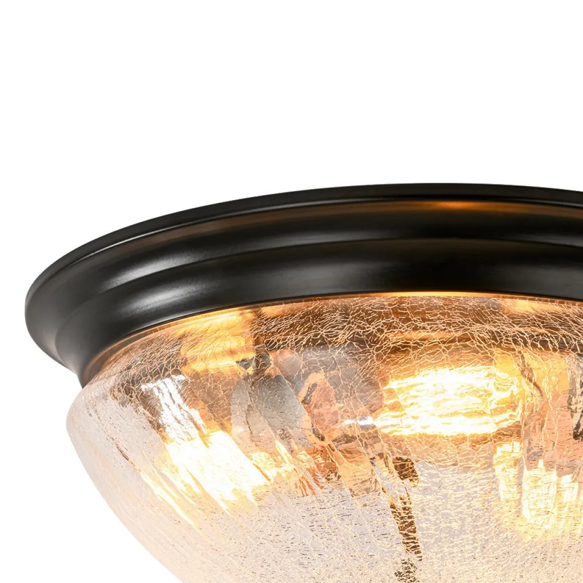 Round Textured Crackled Glass Flush Mount Ceiling Light