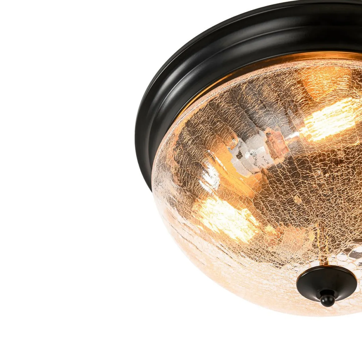 Round Textured Crackled Glass Flush Mount Ceiling Light