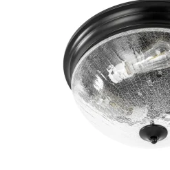 Round Textured Crackled Glass Flush Mount Ceiling Light