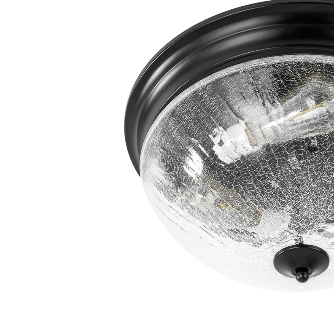 Round Textured Crackled Glass Flush Mount Ceiling Light