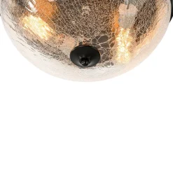 Round Textured Crackled Glass Flush Mount Ceiling Light