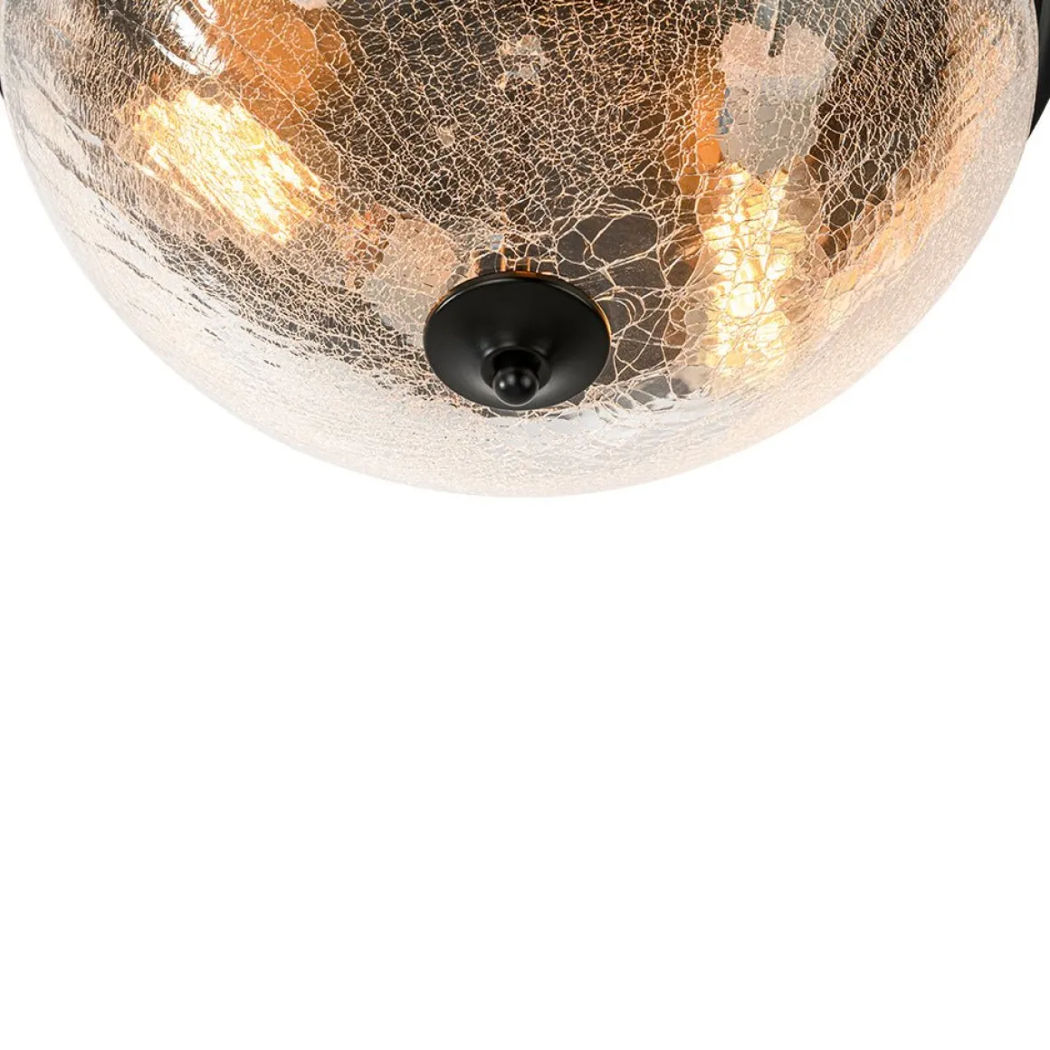 Round Textured Crackled Glass Flush Mount Ceiling Light