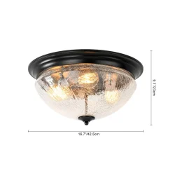 Round Textured Crackled Glass Flush Mount Ceiling Light