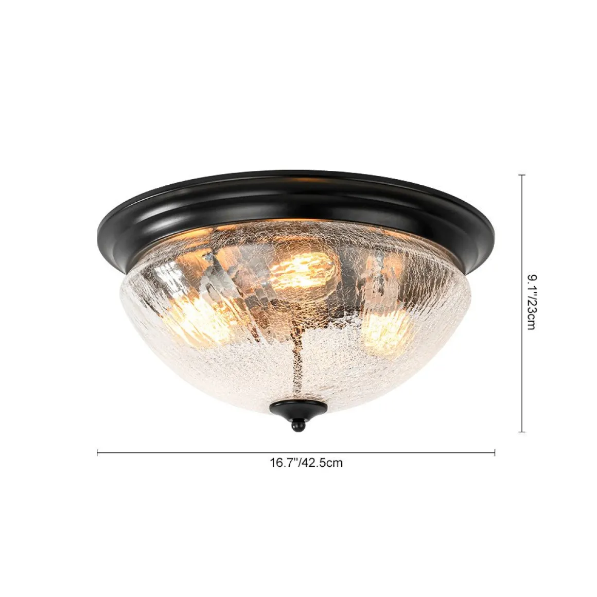 Round Textured Crackled Glass Flush Mount Ceiling Light