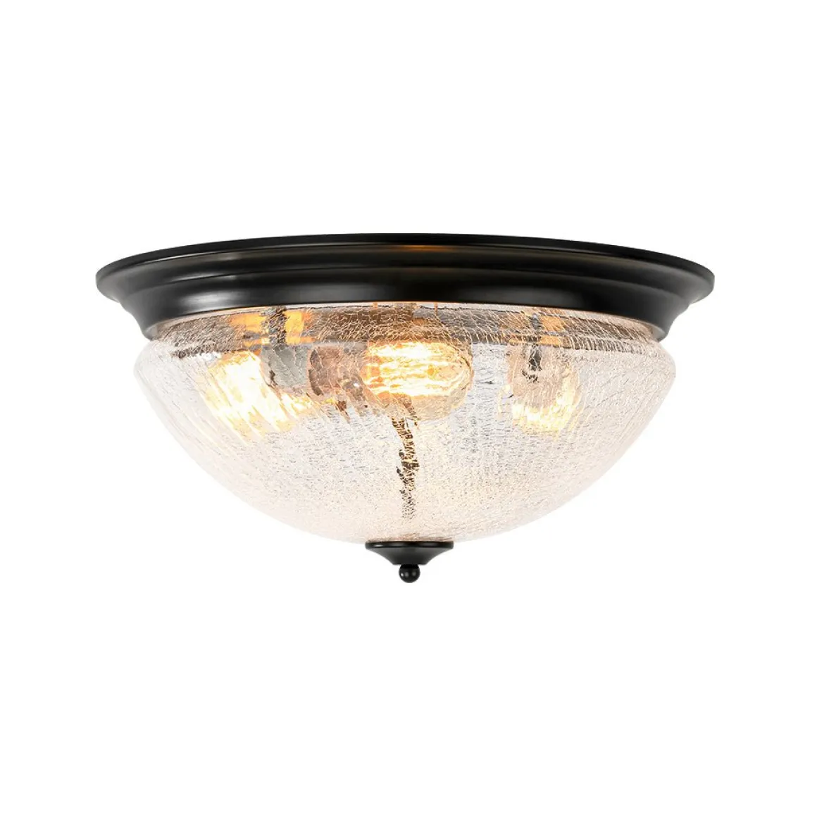 Round Textured Crackled Glass Flush Mount Ceiling Light