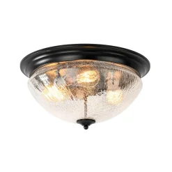 Round Textured Crackled Glass Flush Mount Ceiling Light