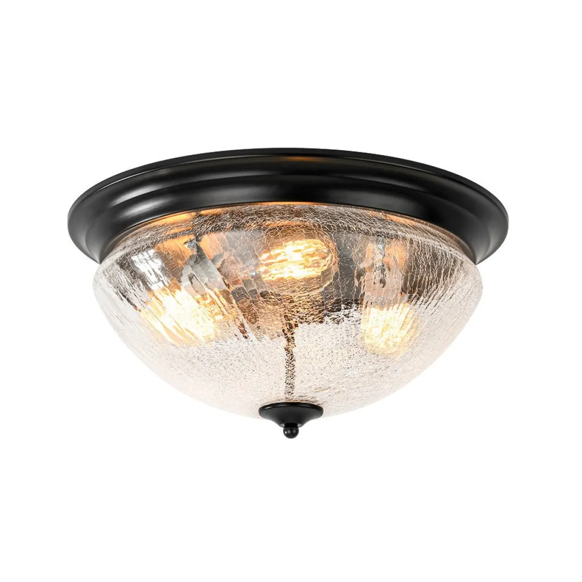 Round Textured Crackled Glass Flush Mount Ceiling Light