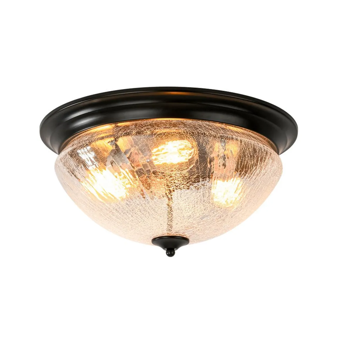 Round Textured Crackled Glass Flush Mount Ceiling Light