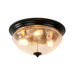 Round Textured Crackled Glass Flush Mount Ceiling Light