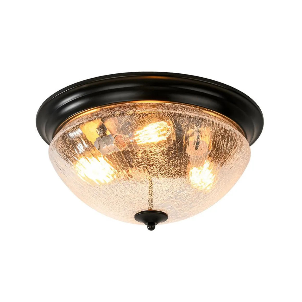 Round Textured Crackled Glass Flush Mount Ceiling Light