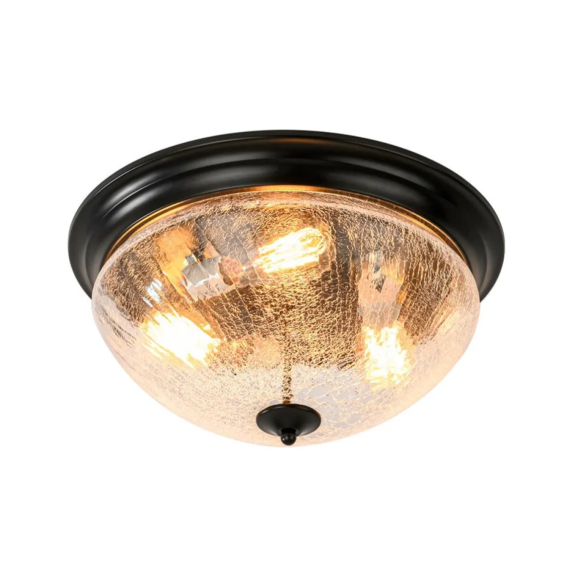 Round Textured Crackled Glass Flush Mount Ceiling Light