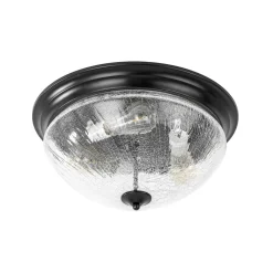 Round Textured Crackled Glass Flush Mount Ceiling Light