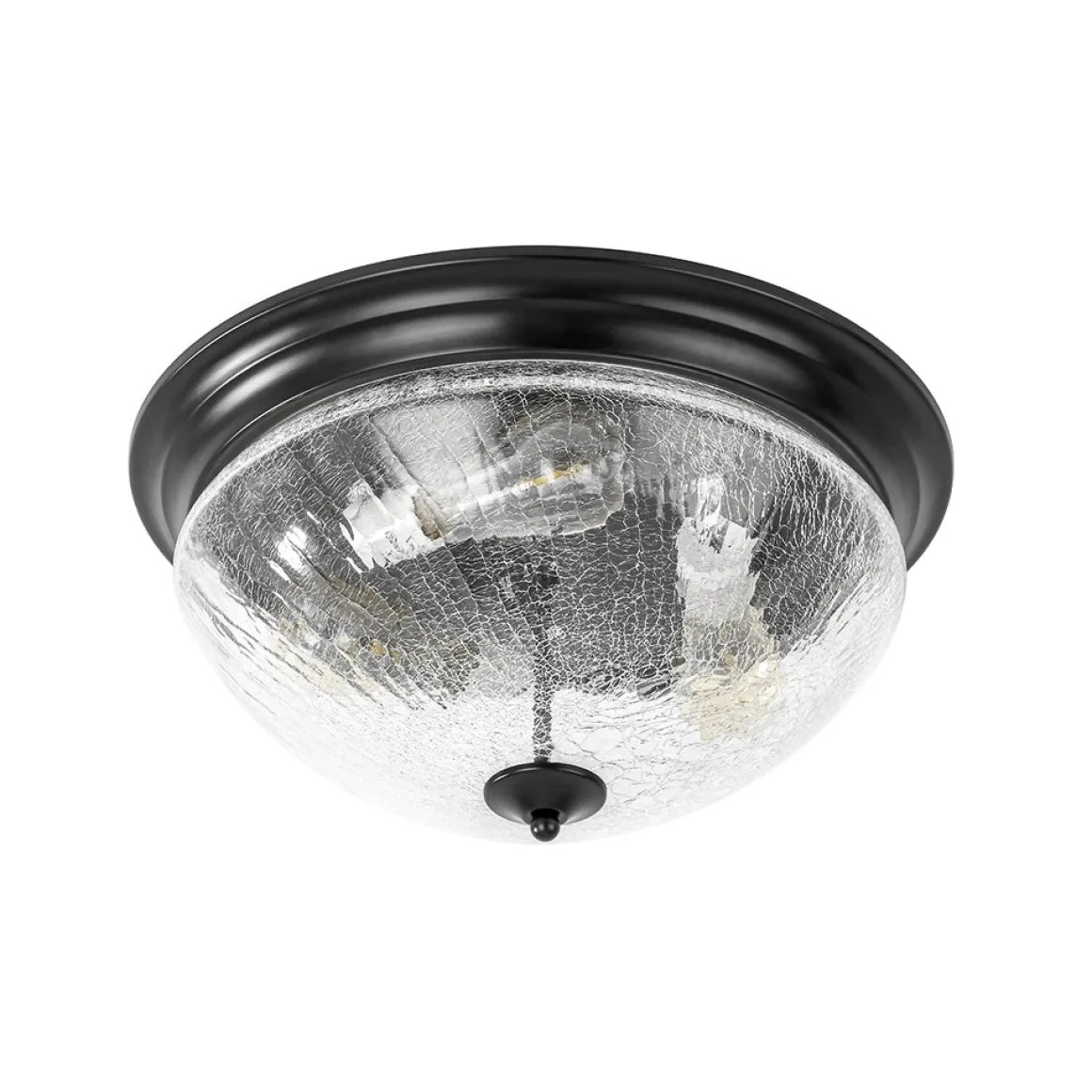 Round Textured Crackled Glass Flush Mount Ceiling Light