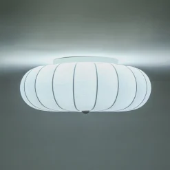 Round White Silk Scalloped Cage Ceiling Light
