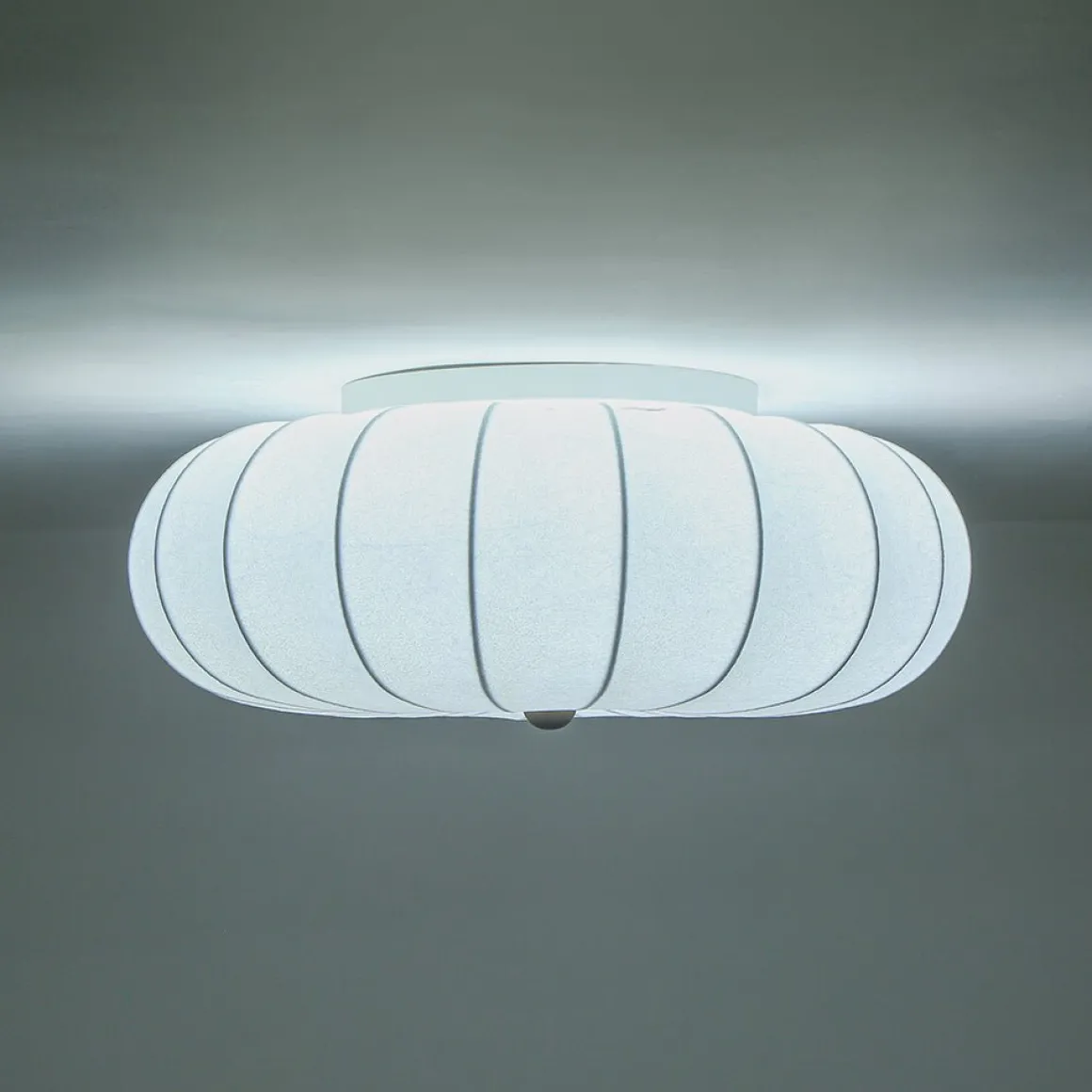Round White Silk Scalloped Cage Ceiling Light