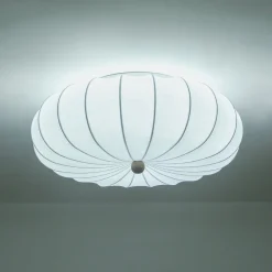 Round White Silk Scalloped Cage Ceiling Light