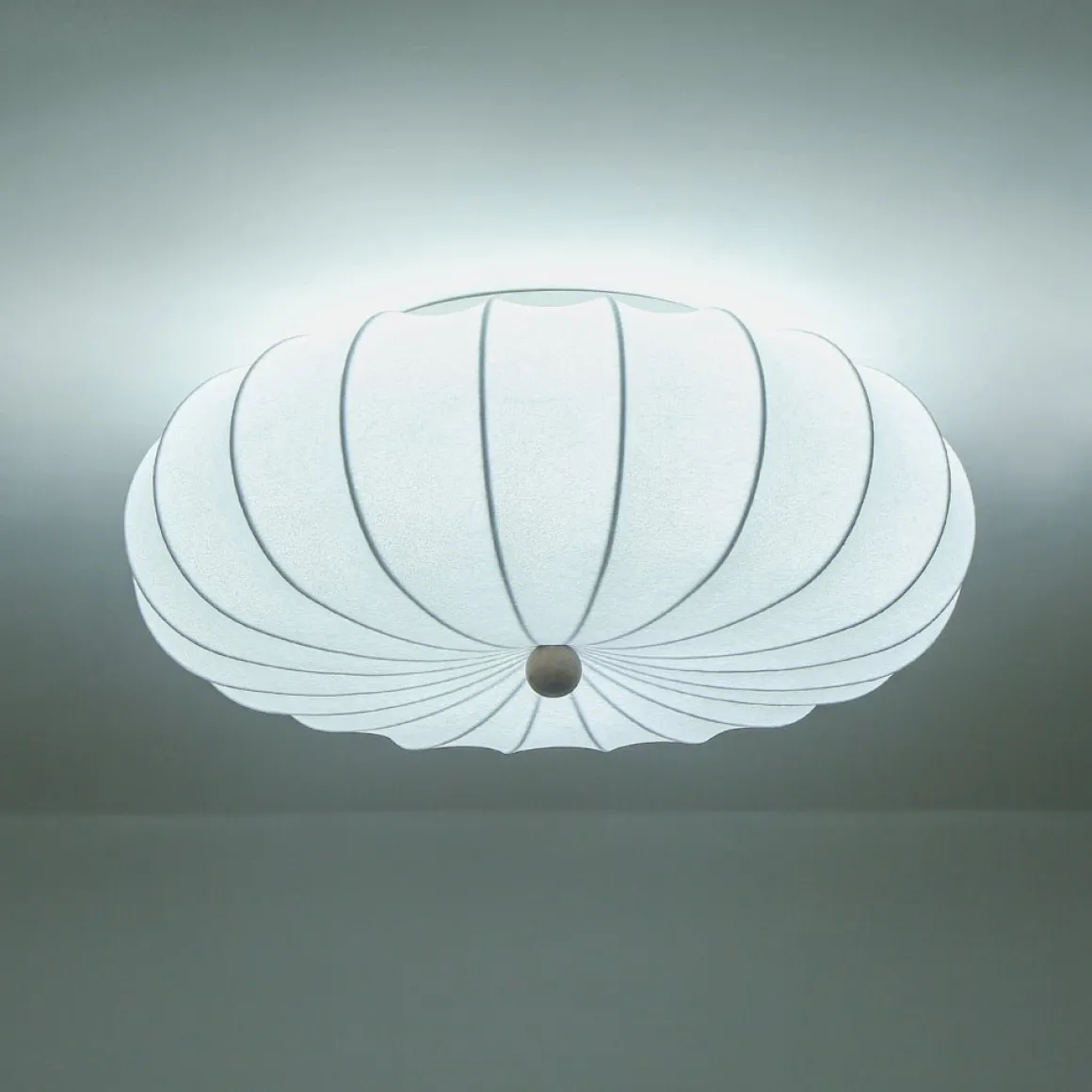 Round White Silk Scalloped Cage Ceiling Light