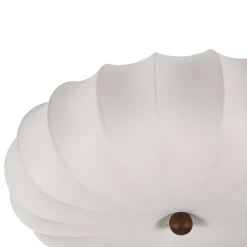 Round White Silk Scalloped Cage Ceiling Light