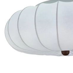 Round White Silk Scalloped Cage Ceiling Light