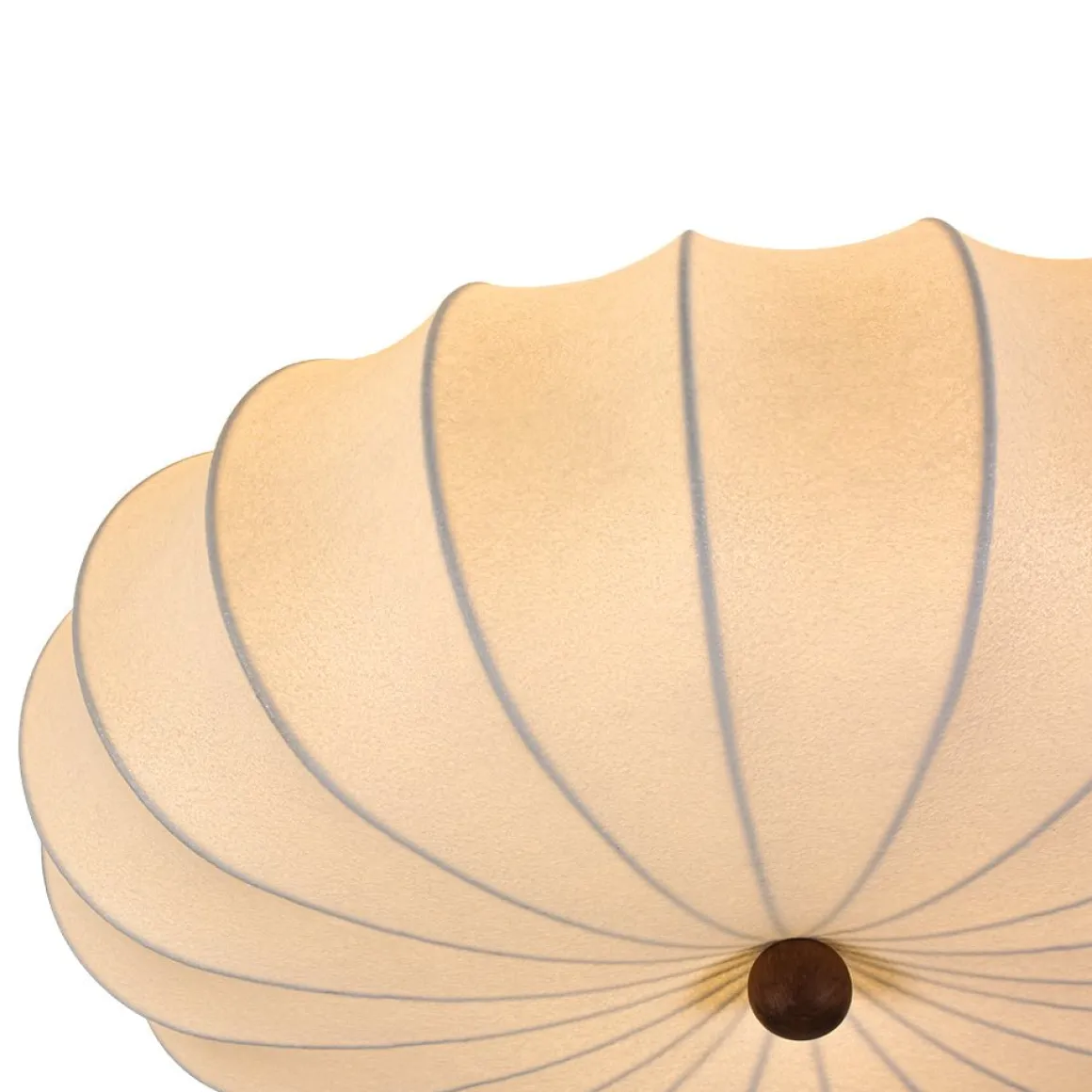 Round White Silk Scalloped Cage Ceiling Light