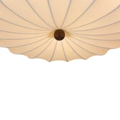 Round White Silk Scalloped Cage Ceiling Light