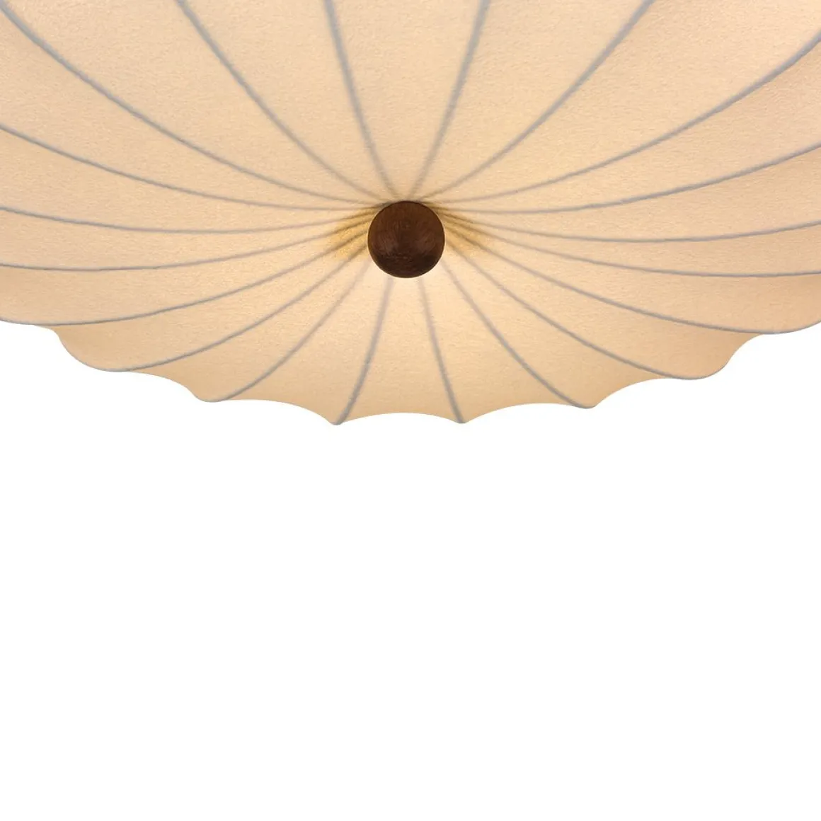 Round White Silk Scalloped Cage Ceiling Light