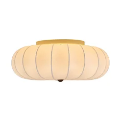 Round White Silk Scalloped Cage Ceiling Light
