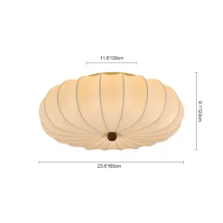 Round White Silk Scalloped Cage Ceiling Light