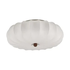 Round White Silk Scalloped Cage Ceiling Light