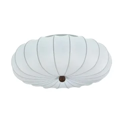 Round White Silk Scalloped Cage Ceiling Light