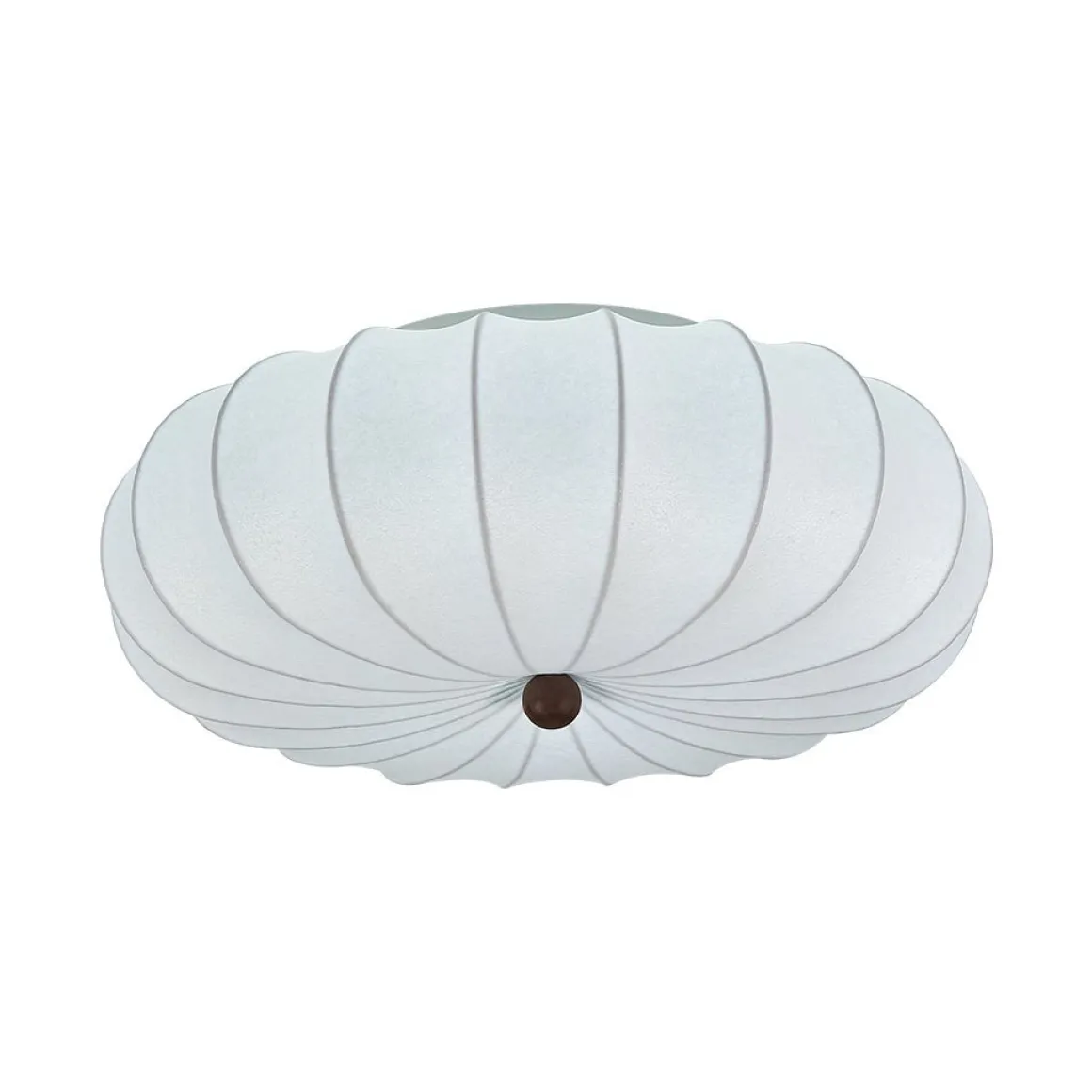 Round White Silk Scalloped Cage Ceiling Light
