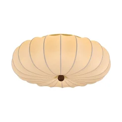 Round White Silk Scalloped Cage Ceiling Light