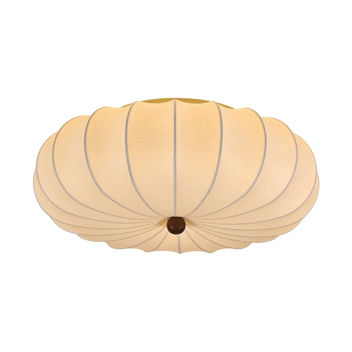 Round White Silk Scalloped Cage Ceiling Light