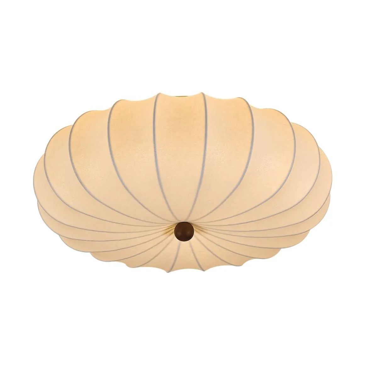 Round White Silk Scalloped Cage Ceiling Light
